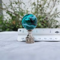 Aqua Lamp Finial, One Inch, White Gray Swirls