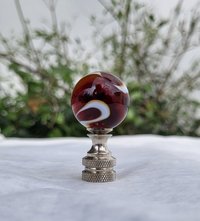 Red Lamp Finial, White Swirls