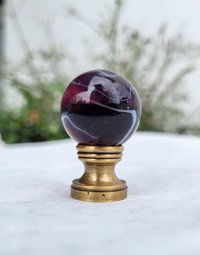 Purple Lamp Finial, White Swirls