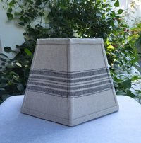 Linen Grain Sack Lampshade Hexagon Natural Black Stripe Lamp Shade