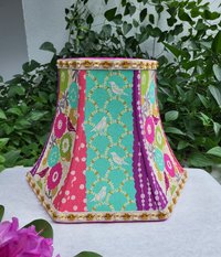 Floral Bird Lampshade Pink Aqua Mustard Table Lamp Bell