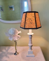 Small Marbled Paper Lampshade Hexagon Orange Turqoise