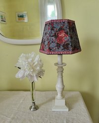 Small Floral Lampshade, Antique Blue Red Green Clip On Hex Bell