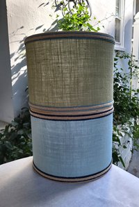 Sky Blue Burlap Lampshade, Drum Lamp Shade