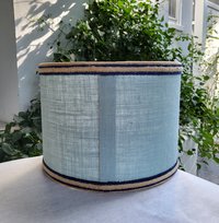 Sky Blue Burlap Lampshade, Drum Lamp Shade