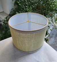 Light Green Burlap Lampshade, Drum Lamp Shade