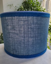 Dark Blue Burlap Lampshade, Drum Lamp Shade
