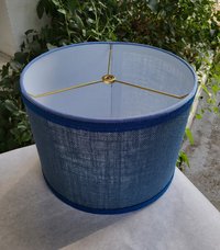 Dark Blue Burlap Lampshade, Drum Lamp Shade