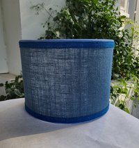 Dark Blue Burlap Lampshade, Drum Lamp Shade
