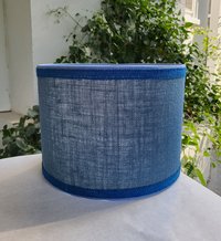 Dark Blue Burlap Lampshade, Drum Lamp Shade