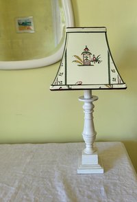 Square Bell Floral Lampshade, Pale Yellow, Green, Red Lamp Shade