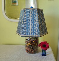 Batik Paper Lampshade Blue Beige