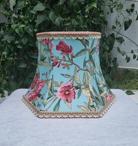 Bridge Lampshade, Blue Floral Greeff Fabric Hexagon Bell