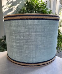 Sky Blue Burlap Lampshade, Drum Lamp Shade