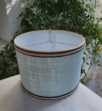 Sky Blue Burlap Lampshade, Drum Lamp Shade