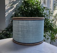 Sky Blue Burlap Lampshade, Drum Lamp Shade