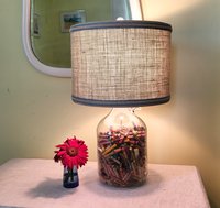 Light Green Burlap Lampshade, Drum Lamp Shade