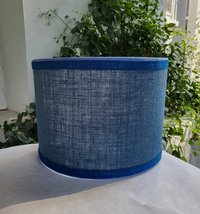Dark Blue Burlap Lampshade, Drum Lamp Shade