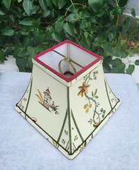 Square Bell Floral Lampshade, Pale Yellow, Green, Red Lamp Shade