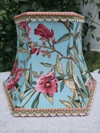 Bridge Lampshade, Blue Floral Greeff Fabric Hexagon Bell