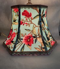 Bridge Lampshade, Blue Floral Greeff Fabric Hexagon Bell