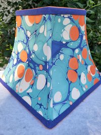 Marbled Paper Lampshade Jade Blue Orange