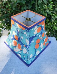 Marbled Paper Lampshade Jade Blue Orange