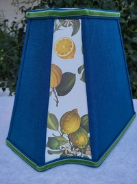 Lemons Moroccan Blue Lampshade, Medium Rectangle