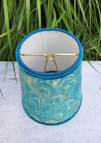 Pair Marbled Paper Sconce Lampshades Turquoise