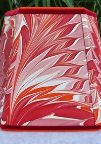 Marbled Paper Lampshade Red Orange Mauve