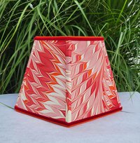 Marbled Paper Lampshade Red Orange Mauve