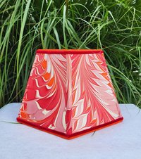 Marbled Paper Lampshade Red Orange Mauve