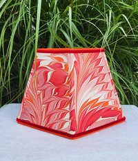 Marbled Paper Lampshade Red Orange Mauve