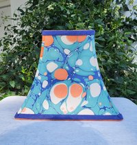 Marbled Paper Lampshade Jade Blue Orange