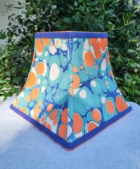 Marbled Paper Lampshade Jade Blue Orange