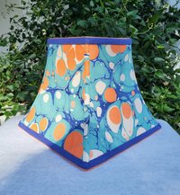 Marbled Paper Lampshade Jade Blue Orange