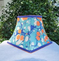 Marbled Paper Lampshade Jade Blue Orange