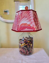 Marbled Paper Lampshade Red Orange Mauve