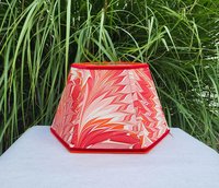 Marbled Paper Lampshade Red Orange Mauve