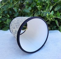 Pair Black Gray Cream Marbled Paper Lampshades