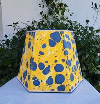 Large Marbled Paper Lampshade Yellow Blue