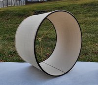 Raffia Cloth Lampshade Lined with Ticking Fabric