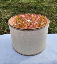 Raffia Cloth Lampshade, Paisley Fabric Lined