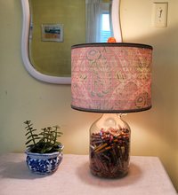 Raffia Cloth Lampshade, Paisley Fabric Lined