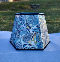Marbled Paper Lampshade Blue