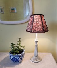 Small Marbled Paper Lampshade Hexagon Brown Rust