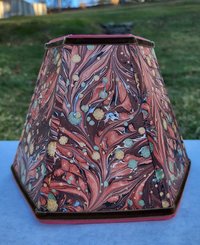 Small Marbled Paper Lampshade Hexagon Brown Rust