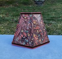 Small Marbled Paper Lampshade Hexagon Brown Rust