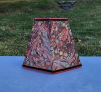 Small Marbled Paper Lampshade Hexagon Brown Rust