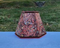 Small Marbled Paper Lampshade Hexagon Brown Rust